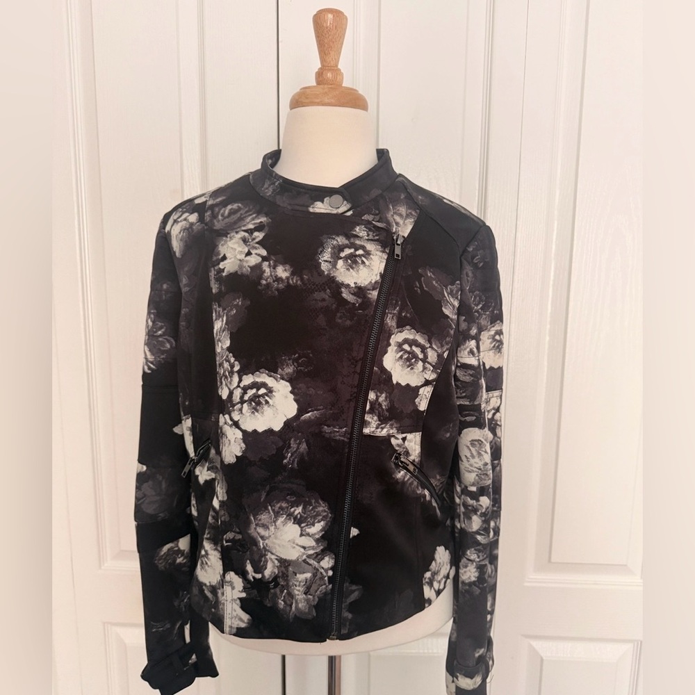 Colleen Lopez Floral Moto Jacket – Size Large – Fully Lined